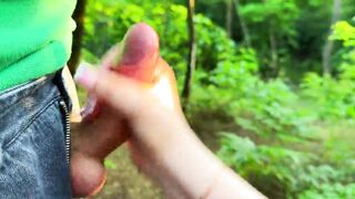 A Walk in the Woods with Ally ended with Fast Tugjob and Massive Spunk flow