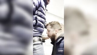 Hawt dad gives sexy blow job to hot male in public bath