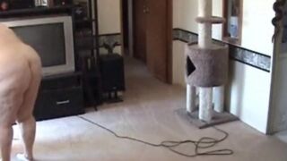 big beautiful woman vacuuming in the In nature's garb Lots of large butt bending over shots - Not HD