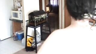big beautiful woman vacuuming in the In nature's garb Lots of large butt bending over shots - Not HD