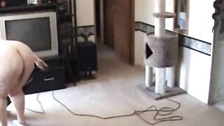 big beautiful woman vacuuming in the In nature's garb Lots of large butt bending over shots - Not HD