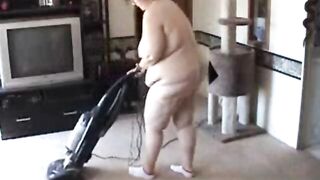 big beautiful woman vacuuming in the In nature's garb Lots of large butt bending over shots - Not HD
