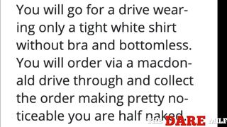 I got dared to wear solely a constricted, thin shirt in a drive-throughout!