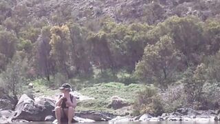 Undress to Undressed a public River Crossing Swim & Screw(Sorry for the water drop)