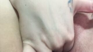 Large butt plays with her nice-looking soaked cunt