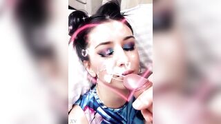 Compilation of cute beauties getting spunk fountain facials sometimes underwater ai