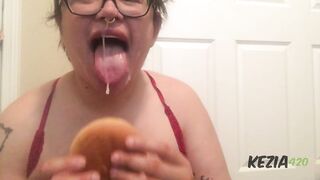 big beautiful woman Eating Burger with Cum FACIAL - TEASER PREVIEW