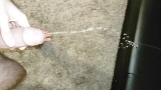 Pissing the carpet and cum hard