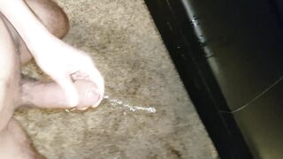 Pissing the carpet and cum hard