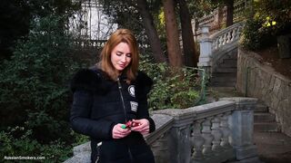 Completely Breathtaking Lady Is Smokin' 120mm Saratoga Cigarette in the Park