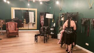 Latex Dommes Stretch Tied Thrall's Butt Wide Open