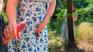 TUGJOB in PUBLIC - Stranger Woman Caught me Masturbating and Makes Me Cum!