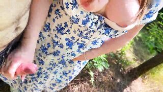 TUGJOB in PUBLIC - Stranger Woman Caught me Masturbating and Makes Me Cum!