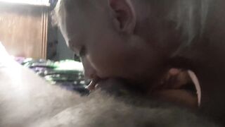 Hot redhead mouths knob and pumps snatch
