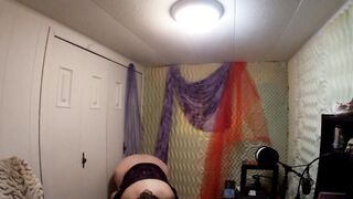 big beautiful woman Granny Wearing Haunch Highs Rubs Vagina Cums in Office