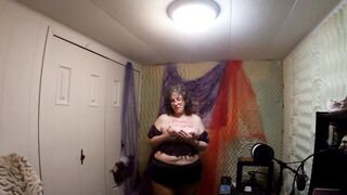 big beautiful woman Granny Wearing Haunch Highs Rubs Vagina Cums in Office