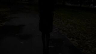 In public. Stripped in the park at night. No pants hairless cunt.