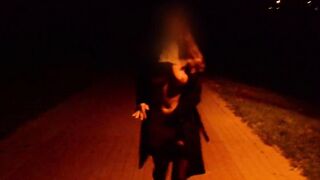 In public. Stripped in the park at night. No pants hairless cunt.