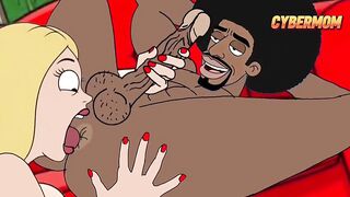 Ebony Plumber Bangs Married Housewife Whilst Cuckold Spouse Cooks BBQ. Toon RimJob