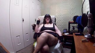 big beautiful woman Granny Wearing Hose Size 11 Feet Smokin' a Cigar