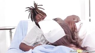 Golden-haired nurse booty banged by ebony patient