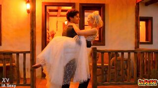 Newlywed Pair Does Smth Forbidden: Cumming in the Twat of a Concupiscent Blond [AI Generated]