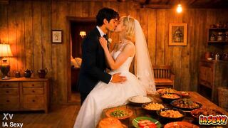 Newlywed Pair Does Smth Forbidden: Cumming in the Twat of a Concupiscent Blond [AI Generated]