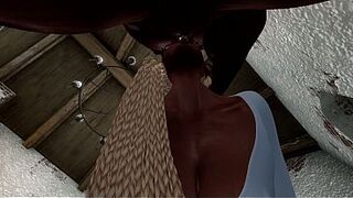 Second Life Ebony guy screws Lalin girl woman in a church