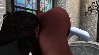 Second Life Ebony guy screws Lalin girl woman in a church