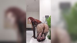 Teasing in Sheer Snakeskin Fishnet Bodysuit Full Body Worship