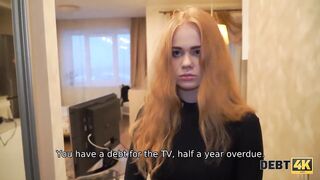 DEBT4k. Perfectly looking ginger gets rid of debts after sexy sex