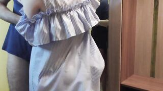 My preggy stepsister was trying on a suit. I cum in her vagina