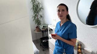 Sexy Masseuse Puts On Latex Gloves For A Smutty Cheerful Ending Spunk fountain