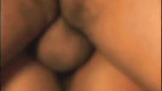 Breasty golden-haired black gets her taut juicy holes double permeated by 2 men