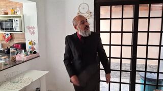 Wife seduces spouse who arrives home tired from work. Romantic Sex