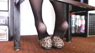 Nylon Ebony Hose Fishnet and Ballet Flats