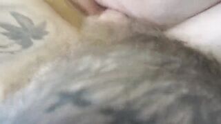 Smeared cum on twat after sex