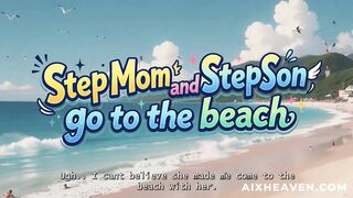 Step Mama and Step Son go to the beach! Uncensored Anime Story