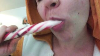 Foxgirl Slobbers on Candy Cane