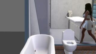 beautiful oriental teen showering