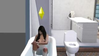 beautiful oriental teen showering