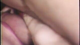 Redhead masturbates in daybed with banana in vintage porn