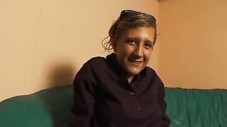 Tiny titted golden-haired rubs and fingers her vagina at the casting