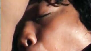Sexually excited man gets his pole sucked by an avid ebony floozy