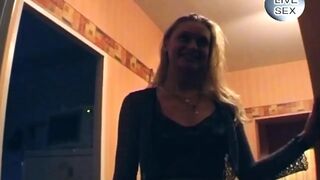 Blond Fingers Curly Vagina with Toy on Daybed
