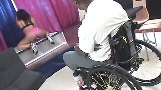 Nifty butt ebony chick screwing wheelchair stud