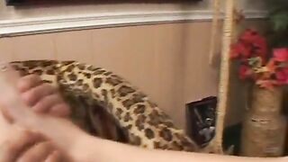Golden-haired barefoot bitch gets her taut snatch screwed