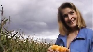 Naughty brunette hair loves masturbating outdoors