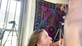Charming blond college student takes on 1st huge wang