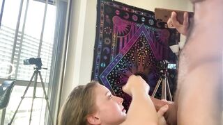 Charming blond college student takes on 1st huge wang